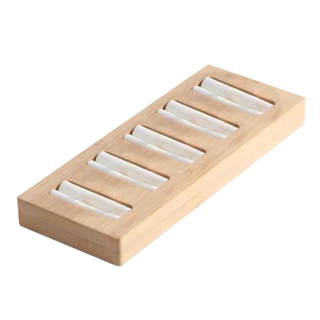 Wooden Earrings Rings Jewelry Display Tray Organizer Holder 5 Slots White