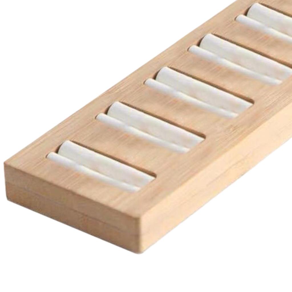 Wooden Earrings Rings Jewelry Display Tray Organizer Holder 5 Slots White