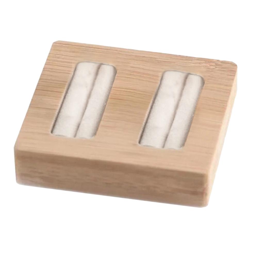 Wooden Earrings Rings Jewelry Display Tray Organizer Holder 2 Slots White