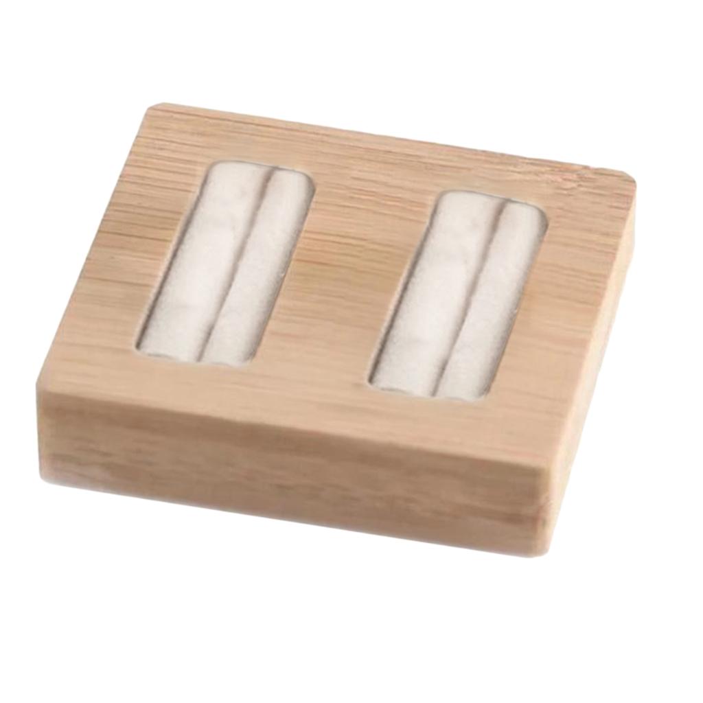 Wooden Earrings Rings Jewelry Display Tray Organizer Holder 2 Slots White