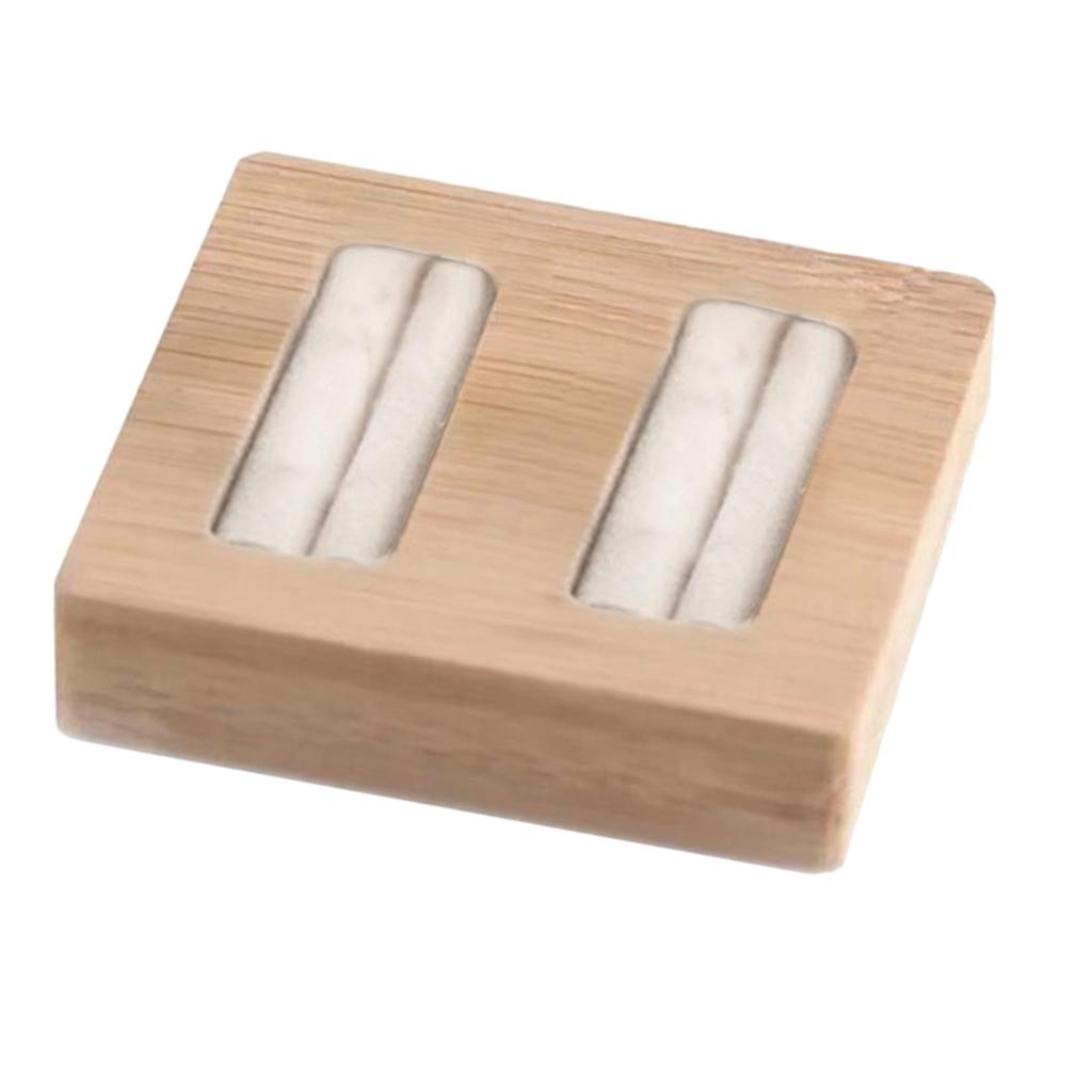 Wooden Earrings Rings Jewelry Display Tray Organizer Holder 2 Slots White