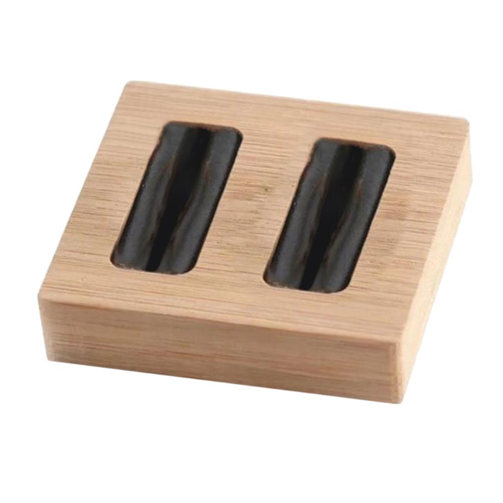 Wooden Earrings Rings Jewelry Display Tray Organizer Holder 2 Slots Black