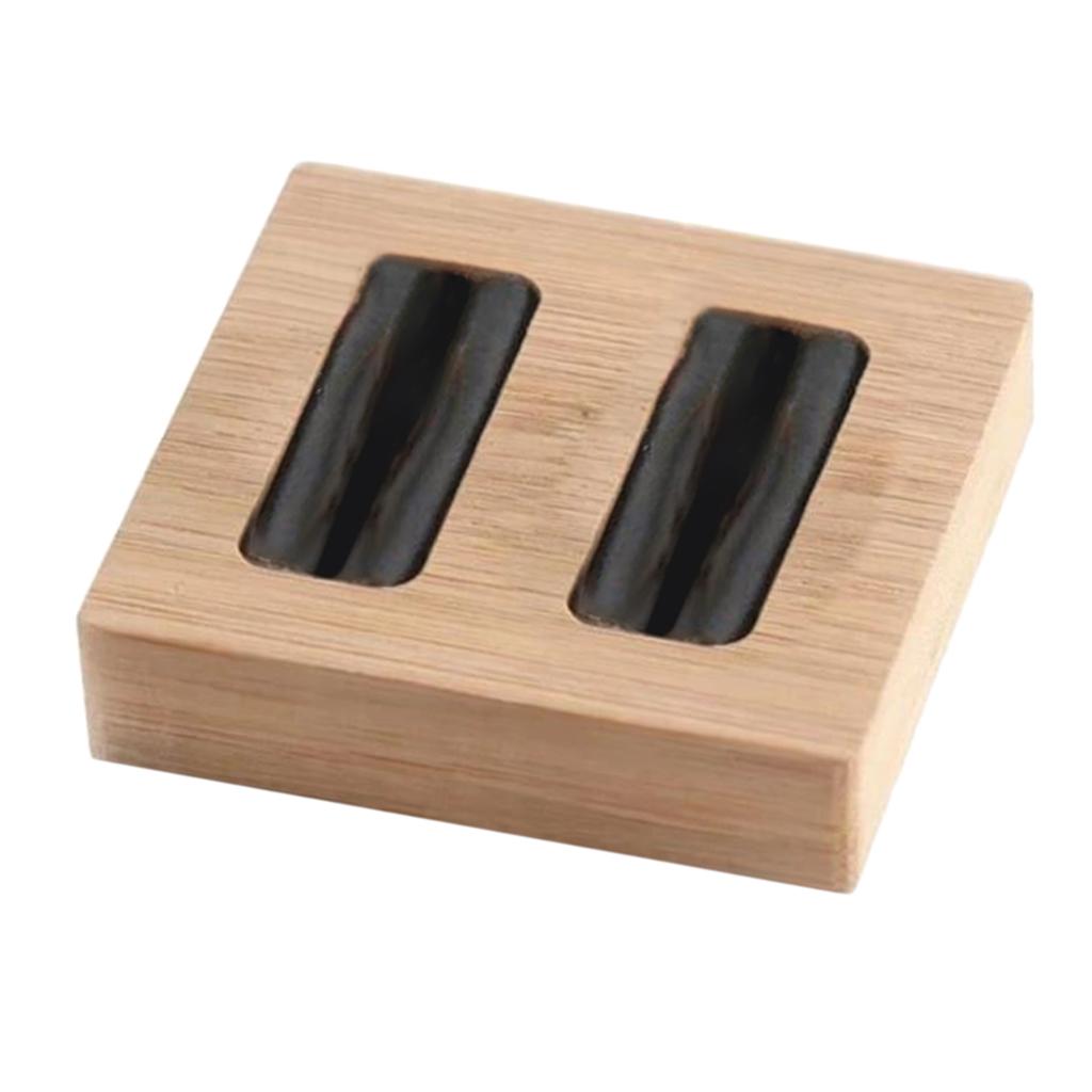 Wooden Earrings Rings Jewelry Display Tray Organizer Holder 2 Slots Black