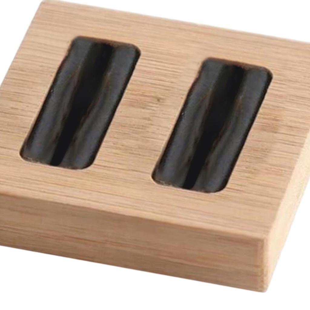 Wooden Earrings Rings Jewelry Display Tray Organizer Holder 2 Slots Black