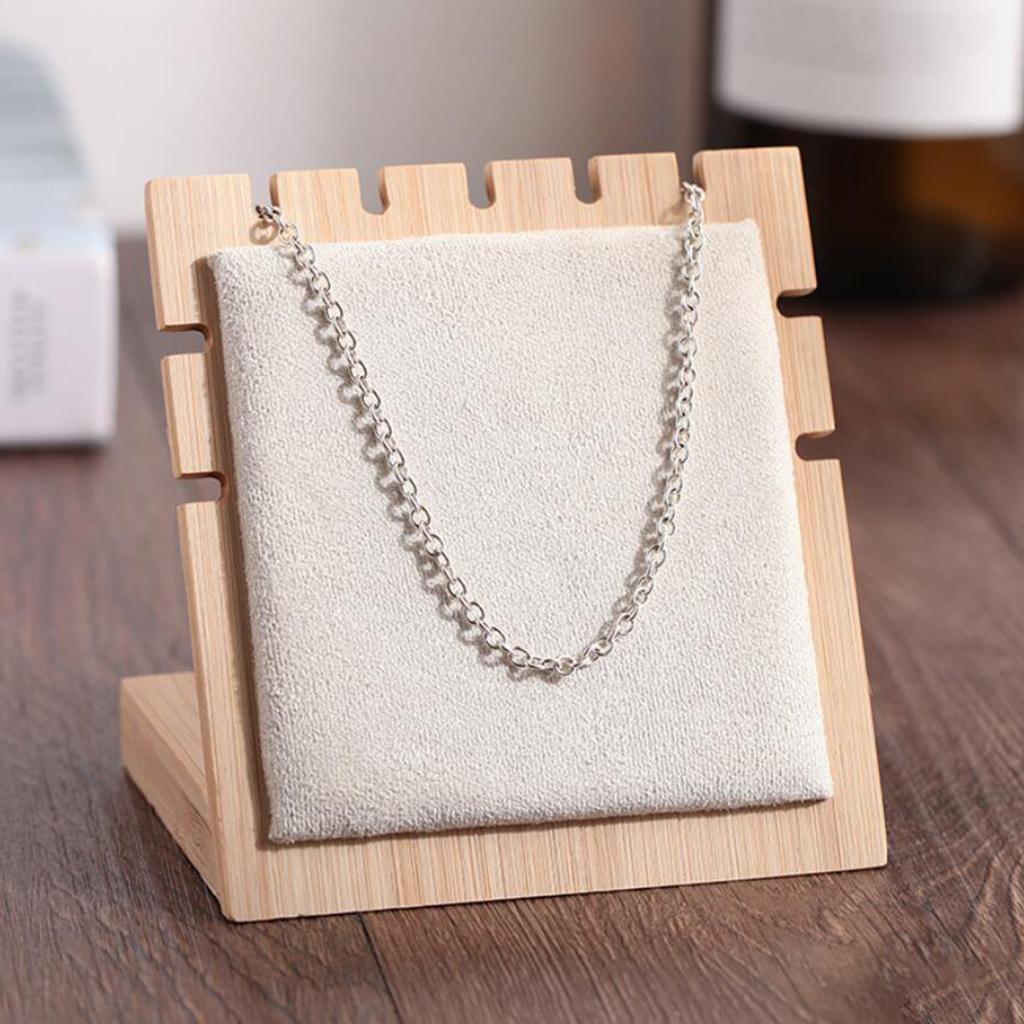 Bamboo Wooden Jewelry Display Plate Necklace Storage Stand for Shop, Home F