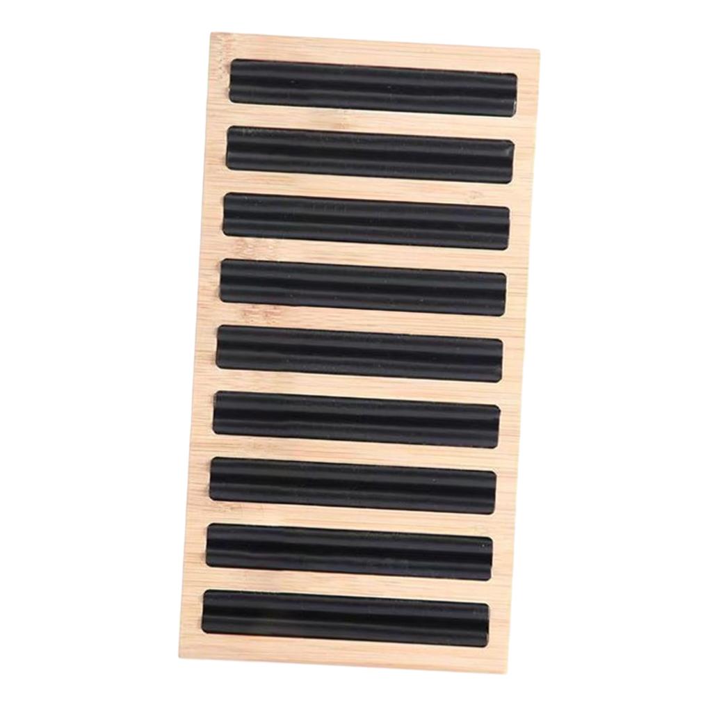 Bamboo Wooden Jewelry Display Plate Rings Earrings Storage Stand for Shop Black