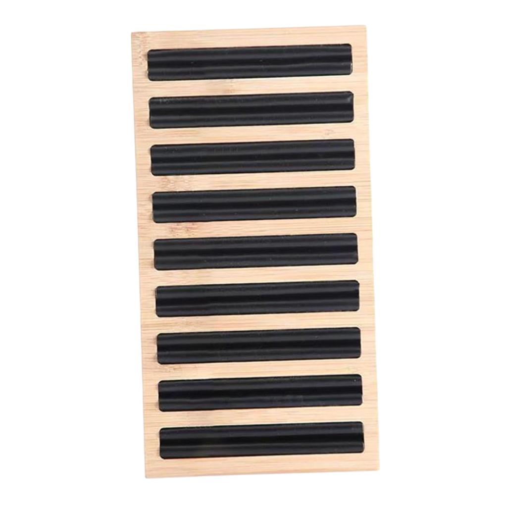 Bamboo Wooden Jewelry Display Plate Rings Earrings Storage Stand for Shop Black