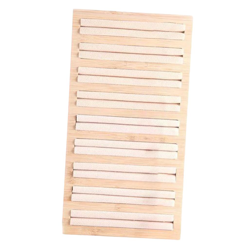 Bamboo Wooden Jewelry Display Plate Rings Earrings Storage Stand for Shop Beige