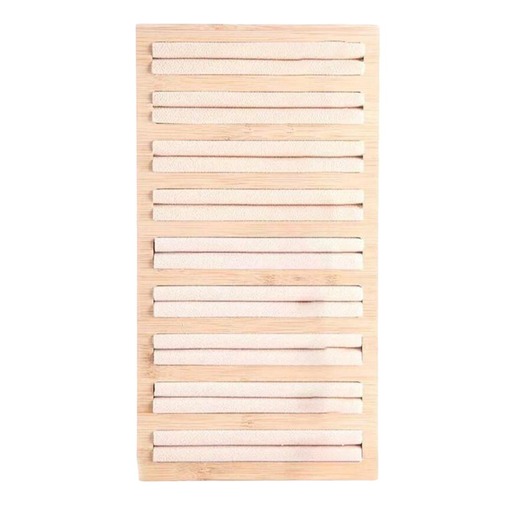 Bamboo Wooden Jewelry Display Plate Rings Earrings Storage Stand for Shop Beige