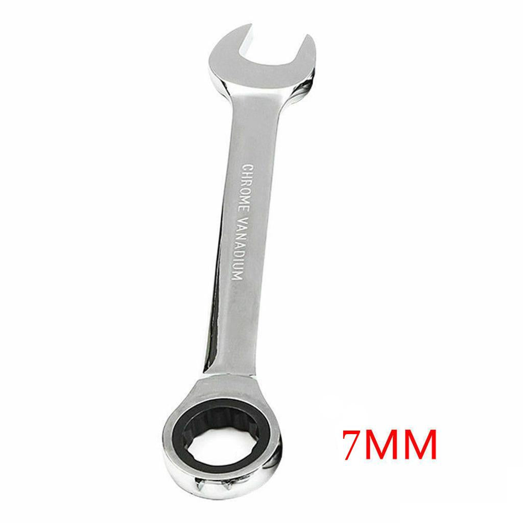 6mm-32mm Steel Metric Fixed Head Ratchet Spanner Wrench Hand Nut Tools 7mm