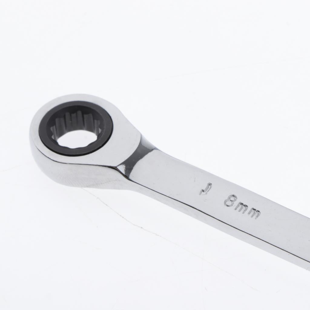 6mm-32mm Steel Metric Fixed Head Ratchet Spanner Wrench Hand Nut Tools 8mm