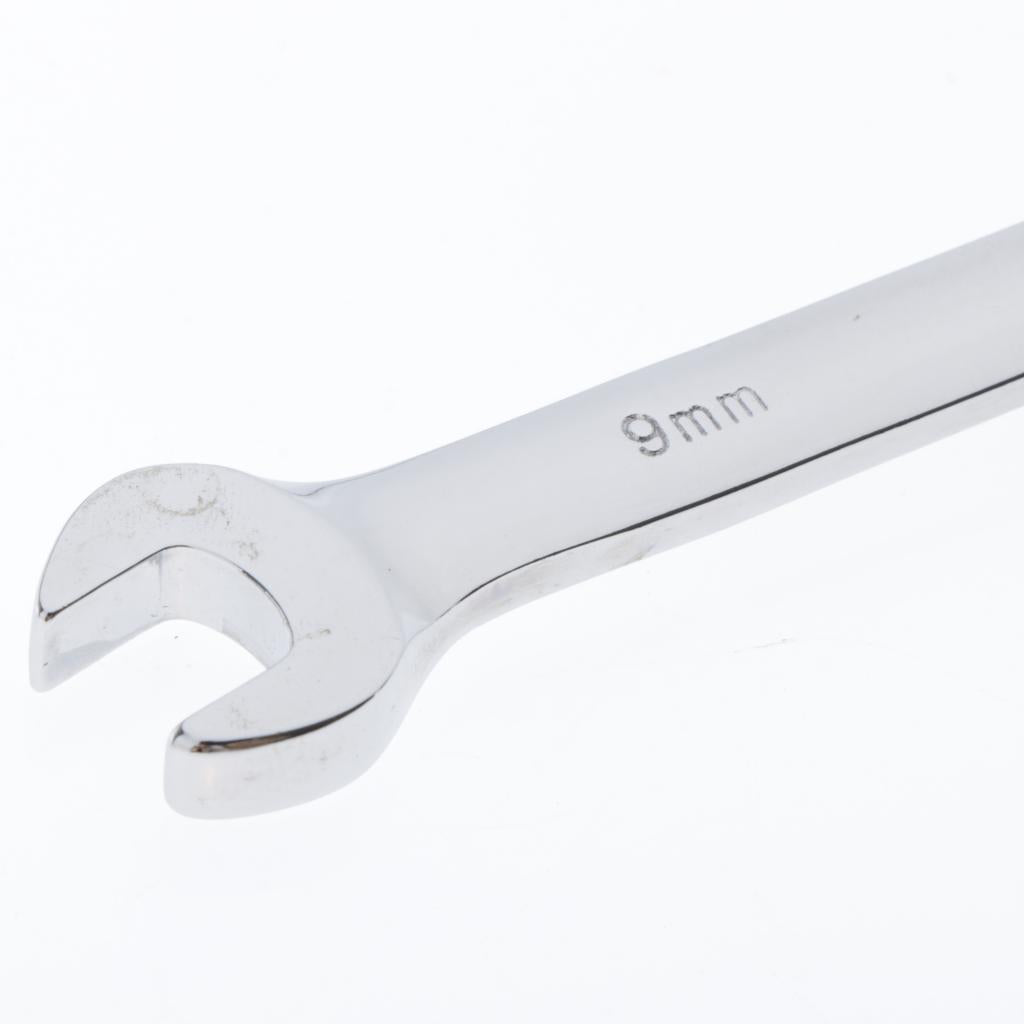 6mm-32mm Steel Metric Fixed Head Ratchet Spanner Wrench Hand Nut Tools 9mm