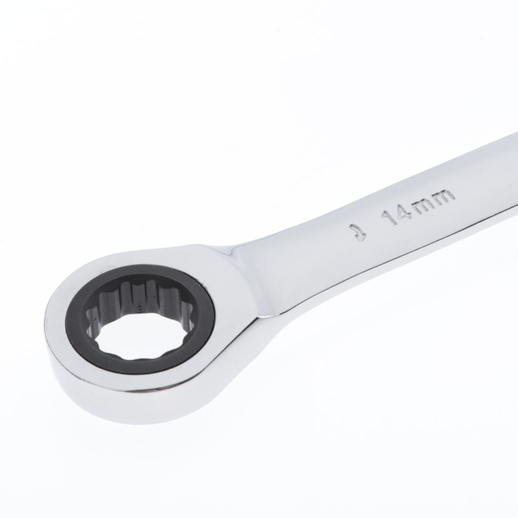 6mm-32mm Steel Metric Fixed Head Ratchet Spanner Wrench Hand Nut Tools 14mm