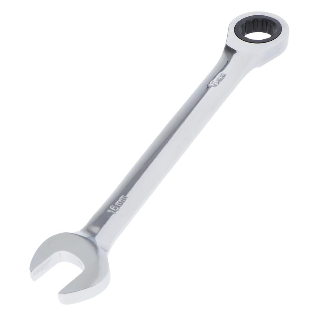 6mm-32mm Steel Metric Fixed Head Ratchet Spanner Wrench Hand Nut Tools 16mm