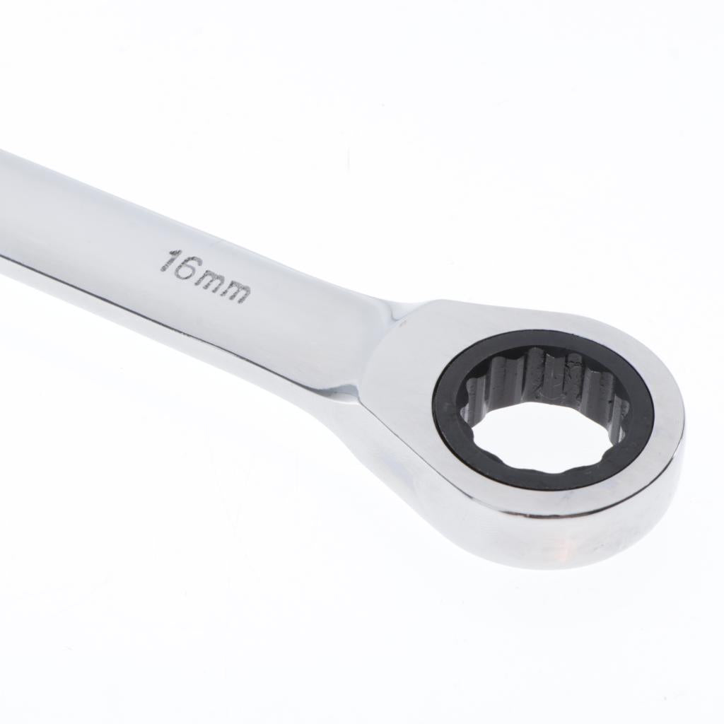 6mm-32mm Steel Metric Fixed Head Ratchet Spanner Wrench Hand Nut Tools 16mm