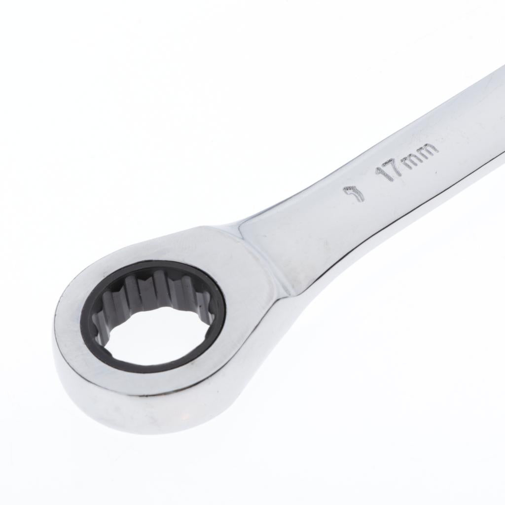 6mm-32mm Steel Metric Fixed Head Ratchet Spanner Wrench Hand Nut Tools 17mm