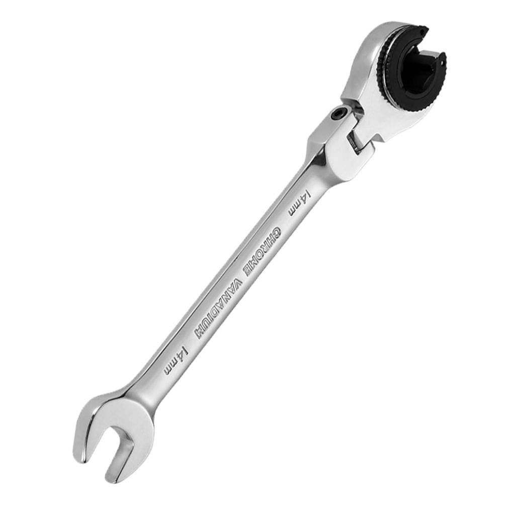 Tubing Ratchet Wrench Horn Flexible Head 72 Tooth Alloy Steel Repair Tool 14mm