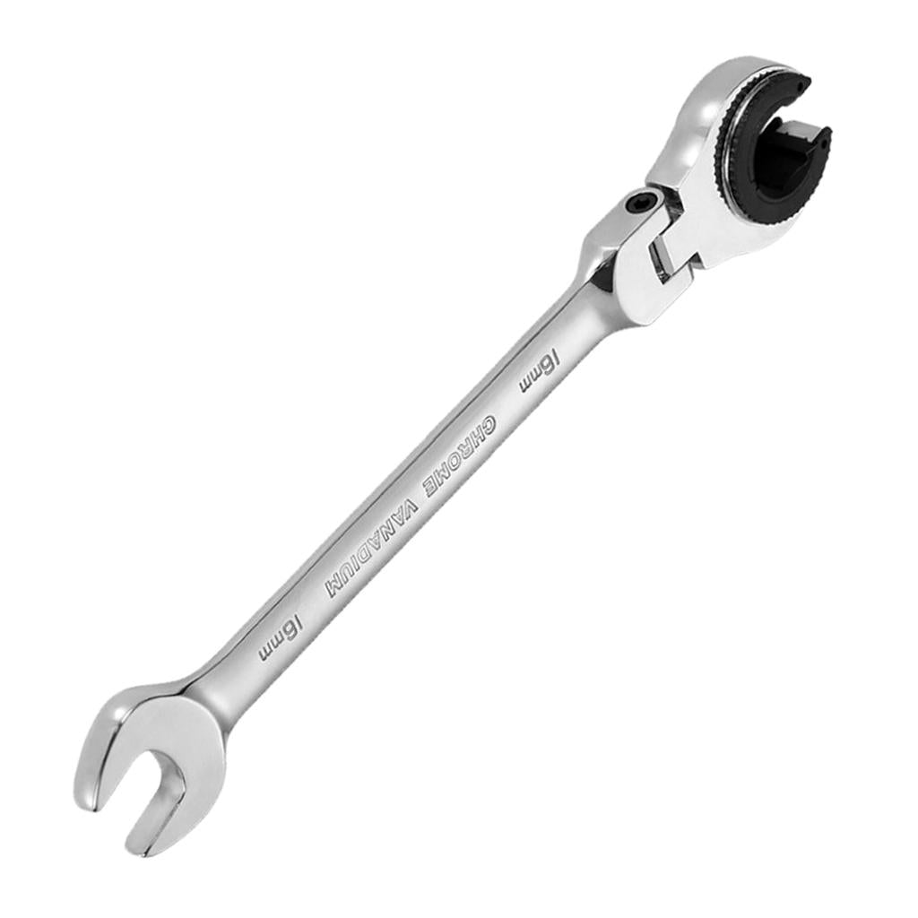 Tubing Ratchet Wrench Horn Flexible Head 72 Tooth Alloy Steel Repair Tool 16mm