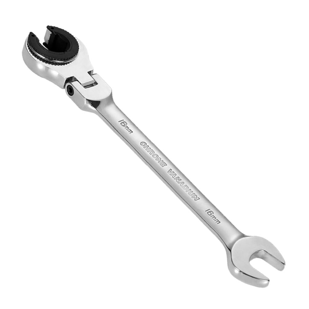 Tubing Ratchet Wrench Horn Flexible Head 72 Tooth Alloy Steel Repair Tool 16mm