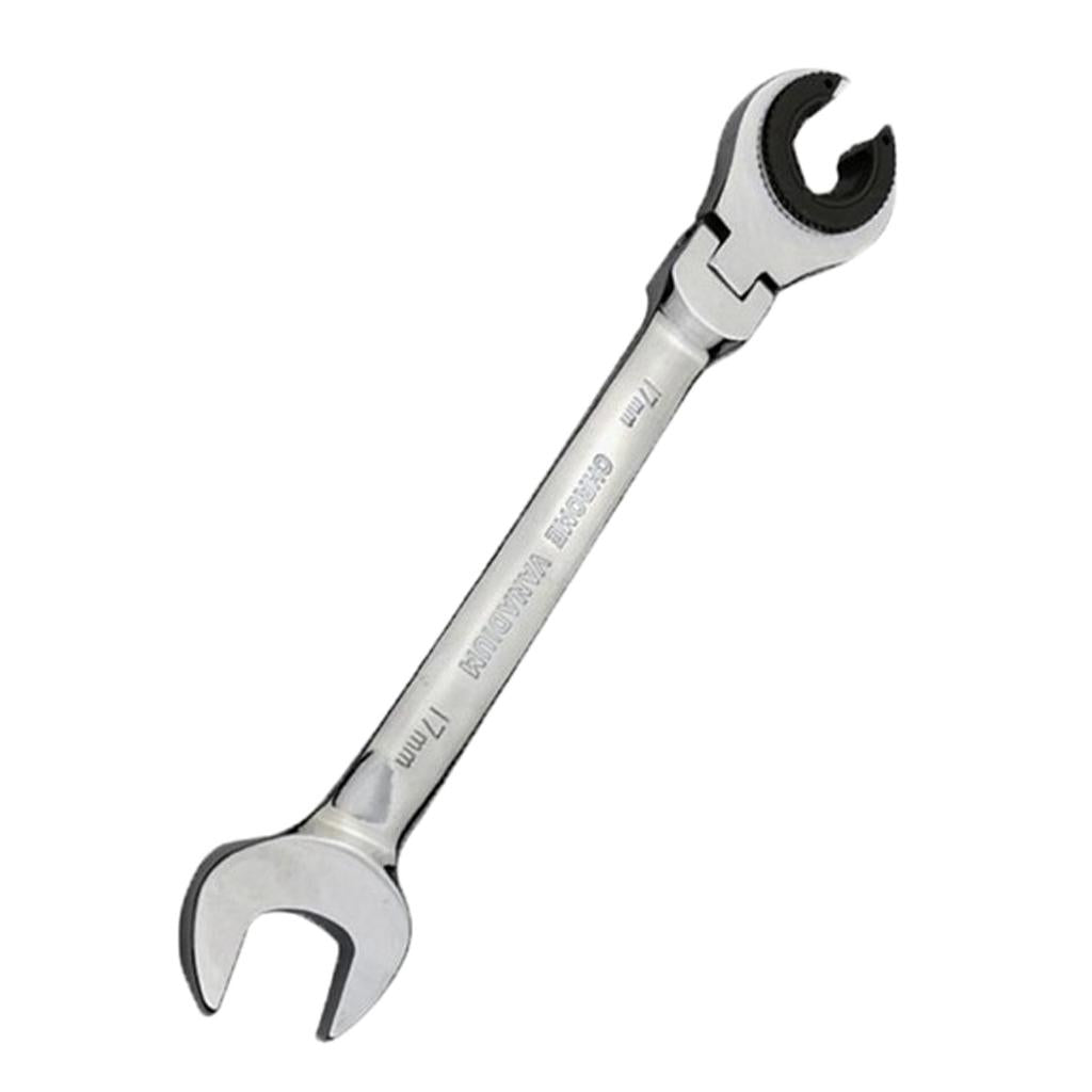 Tubing Ratchet Wrench Horn Flexible Head 72 Tooth Alloy Steel Repair Tool 17mm