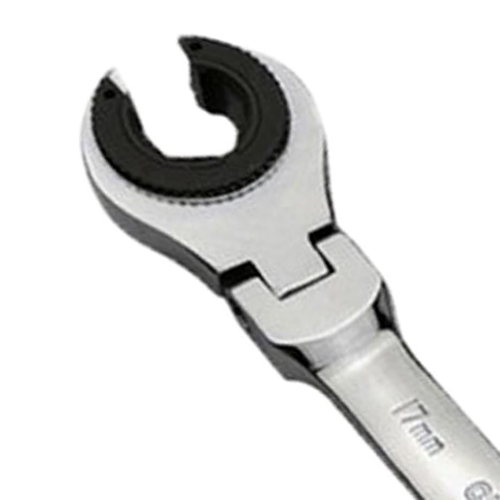 Tubing Ratchet Wrench Horn Flexible Head 72 Tooth Alloy Steel Repair Tool 17mm