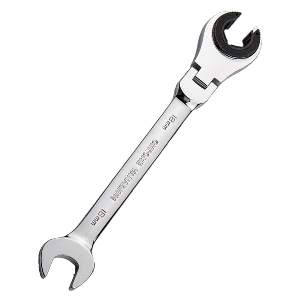 Tubing Ratchet Wrench Horn Flexible Head 72 Tooth Alloy Steel Repair Tool 18mm