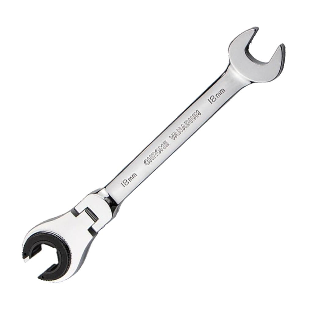 Tubing Ratchet Wrench Horn Flexible Head 72 Tooth Alloy Steel Repair Tool 18mm