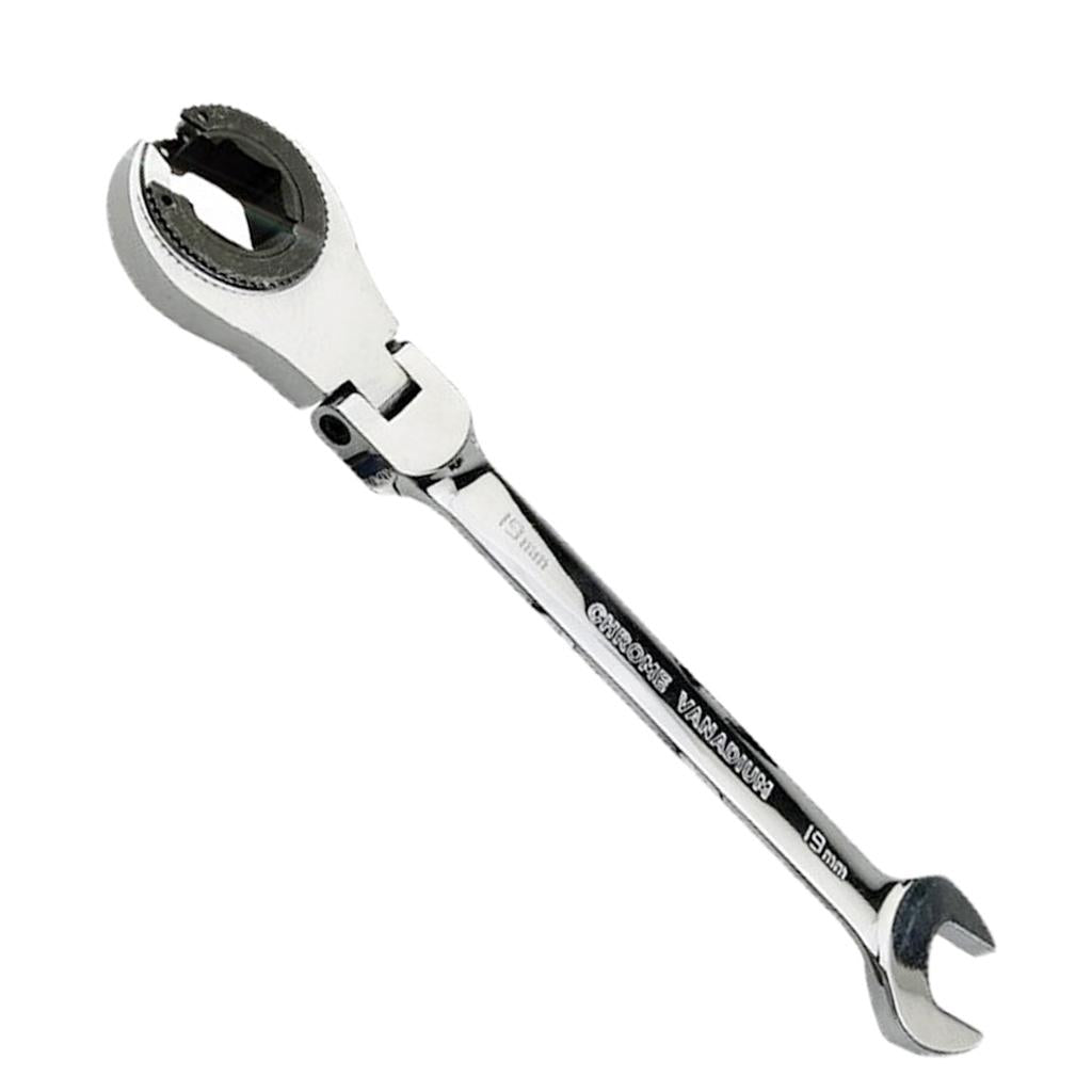 Tubing Ratchet Wrench Horn Flexible Head 72 Tooth Alloy Steel Repair Tool 19mm