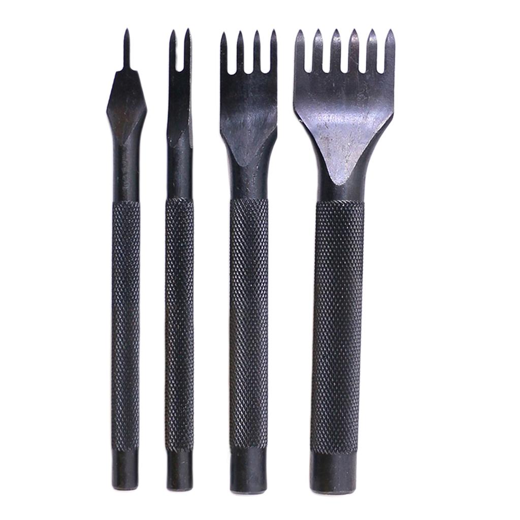 4pcs 4mm Pricking Leather Punching Tools Stitching Punch Tool 1+2+4+6 Prong