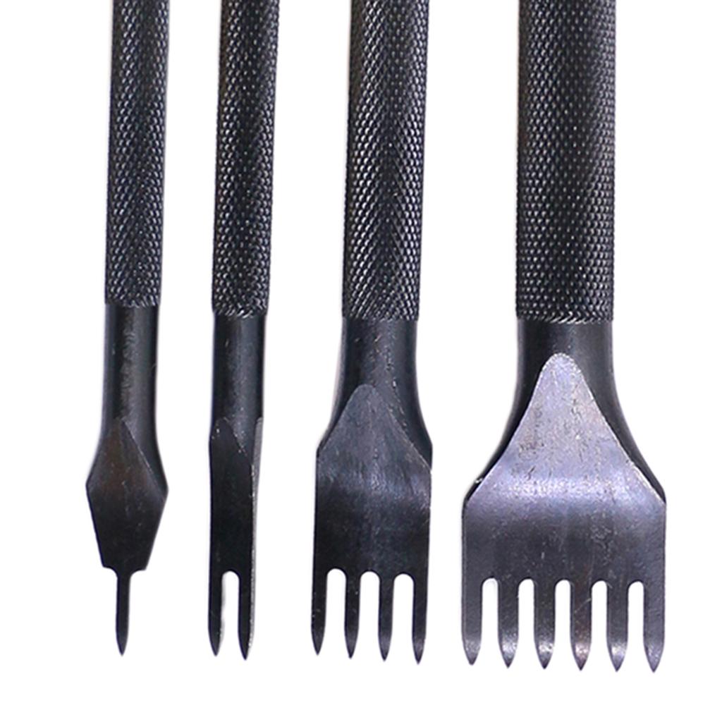 4pcs 4mm Pricking Leather Punching Tools Stitching Punch Tool 1+2+4+6 Prong