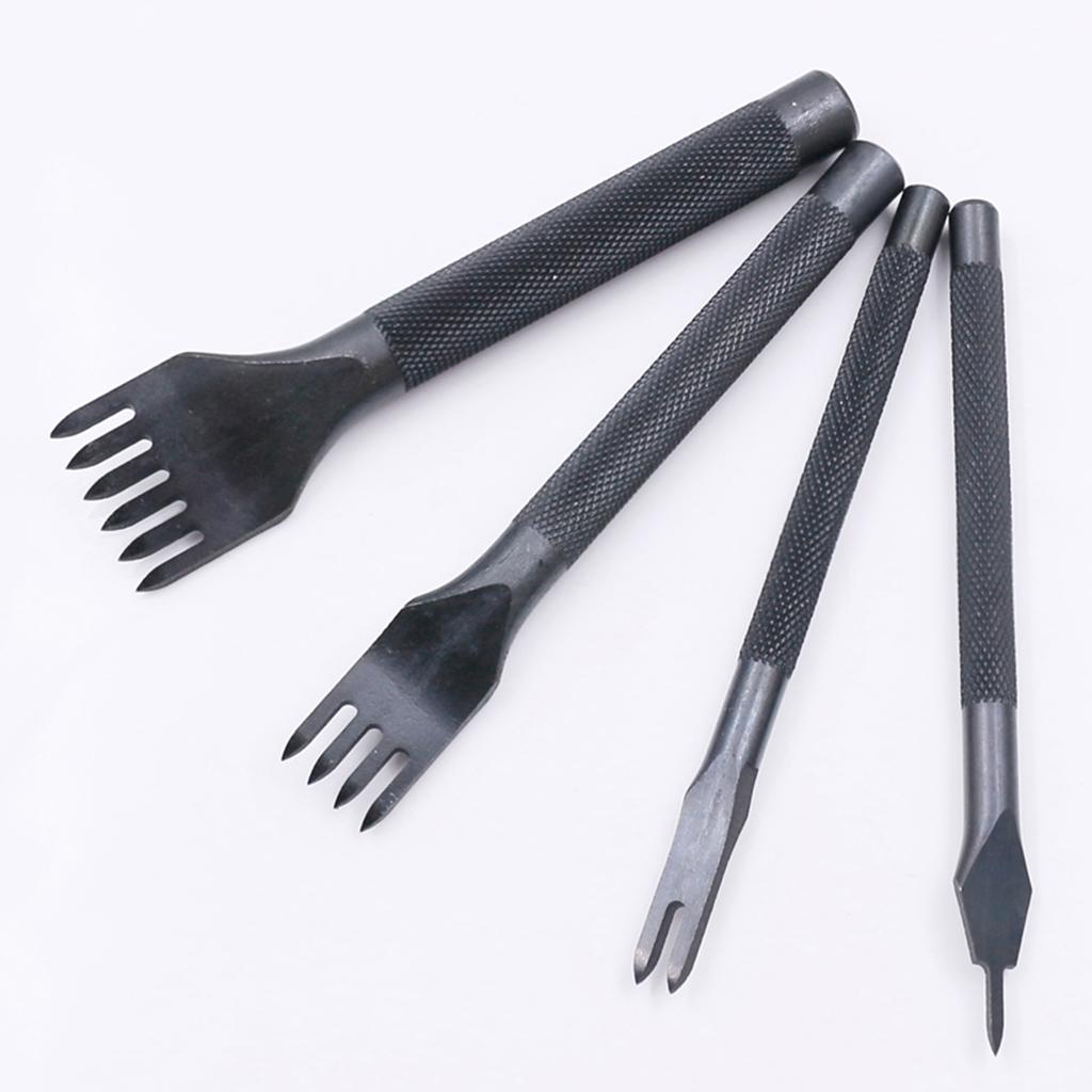 4pcs 4mm Pricking Leather Punching Tools Stitching Punch Tool 1+2+4+6 Prong