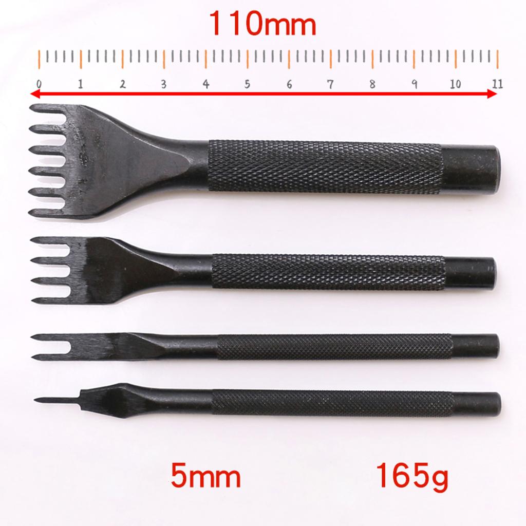 4pcs 5mm Pricking Leather Punching Tools Stitching Punch Tool 1+2+4+6 Prong