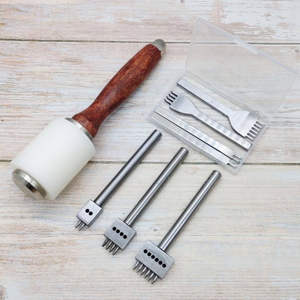 Leather Sewing Tools Set DIY Craft Hand Punching Awl Groover Thread Thimble