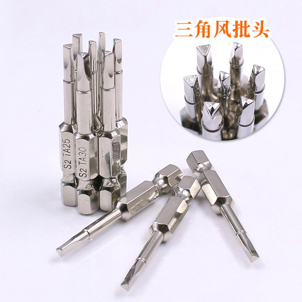 6Pieces Magnetic Triangle Head Screwdriver Bits S2 Steel 1/4 Hex Shank 50mm