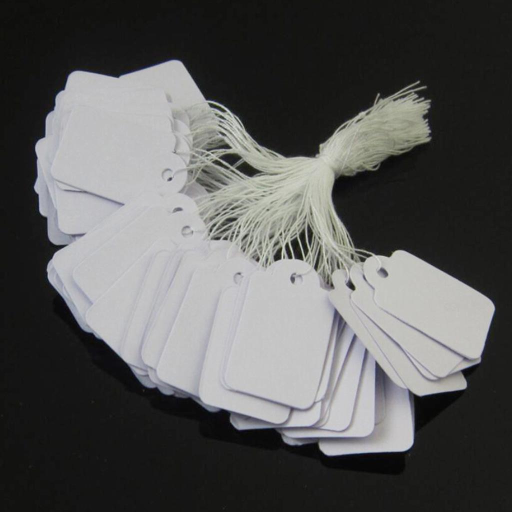 100pcs Price Tags Tie On White Strung Display Sales Price Label Supplies