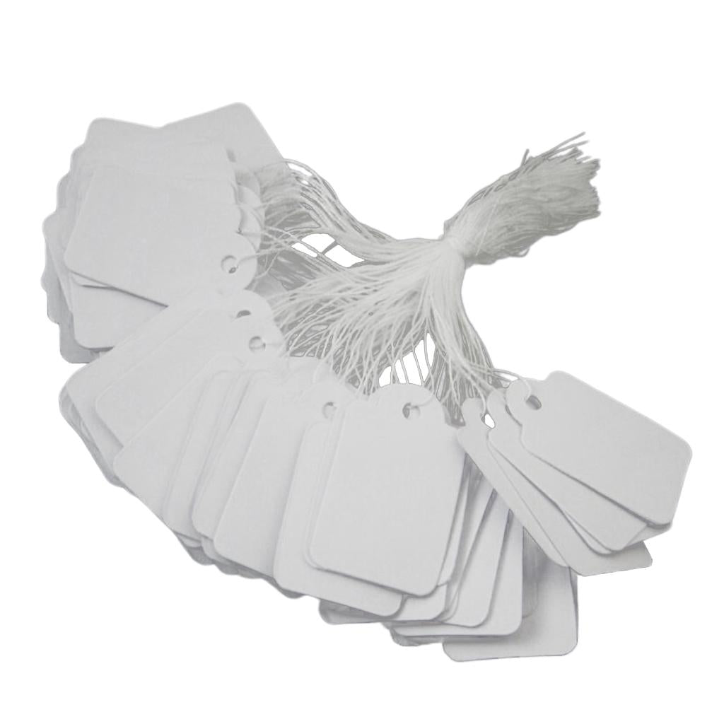 100pcs Price Tags Tie On White Strung Display Sales Price Label Supplies