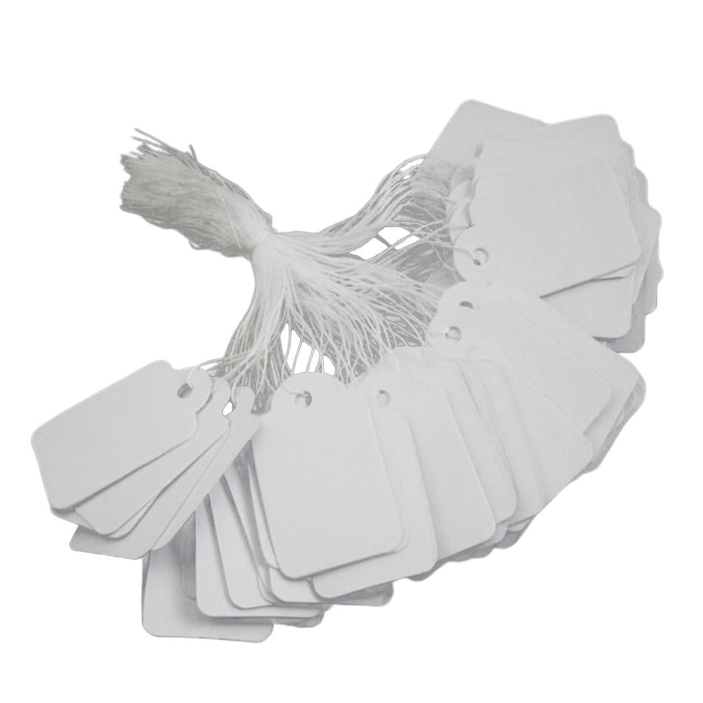 100pcs Price Tags Tie On White Strung Display Sales Price Label Supplies