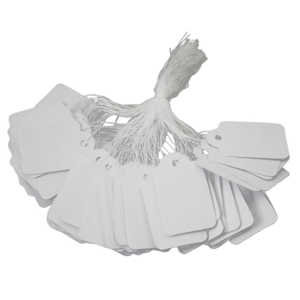 100pcs Price Tags Tie On White Strung Display Sales Price Label Supplies