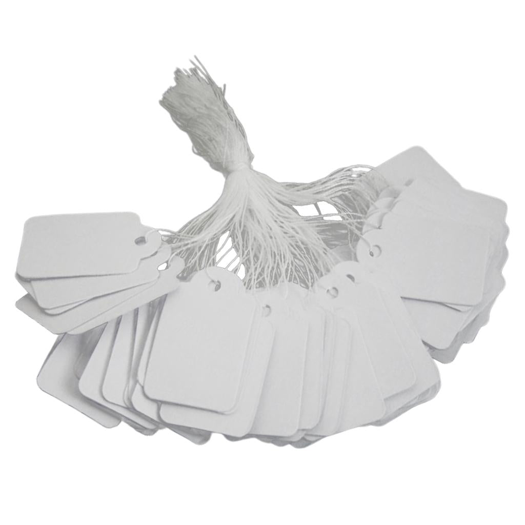 100pcs Price Tags Tie On White Strung Display Sales Price Label Supplies