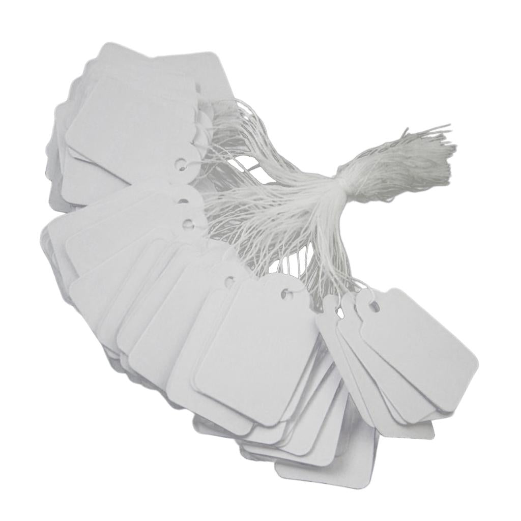 100pcs Price Tags Tie On White Strung Display Sales Price Label Supplies