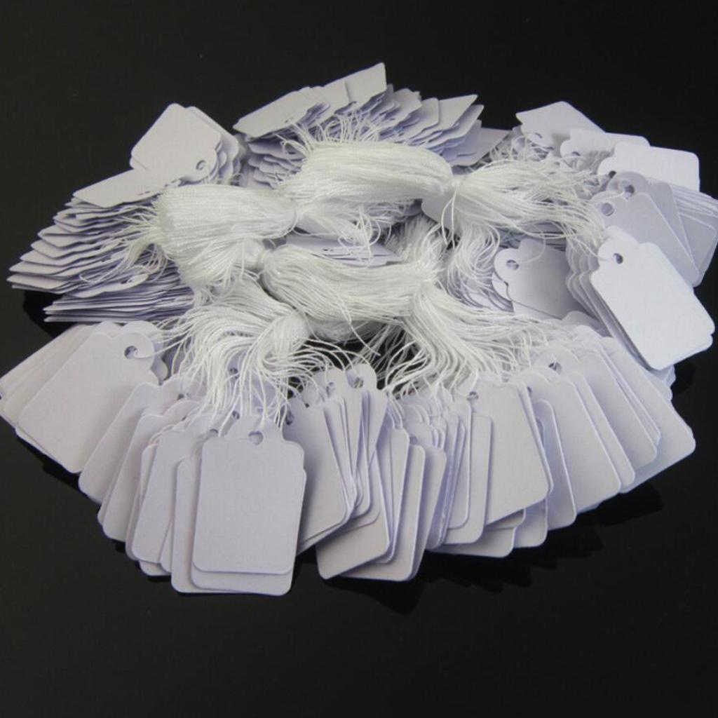 100pcs Price Tags Tie On White Strung Display Sales Price Label Supplies