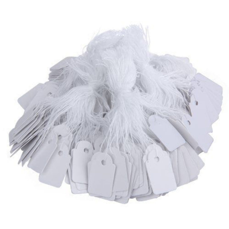 100pcs Price Tags Tie On White Strung Display Sales Blank Paper Price Labels