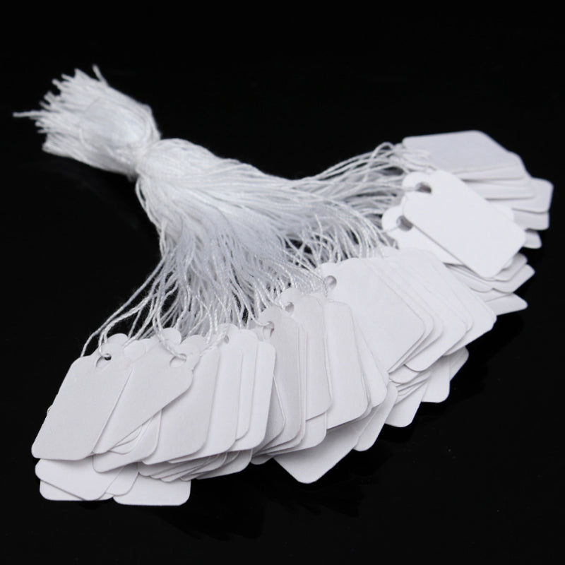 100pcs Price Tags Tie On White Strung Display Sales Blank Paper Price Labels