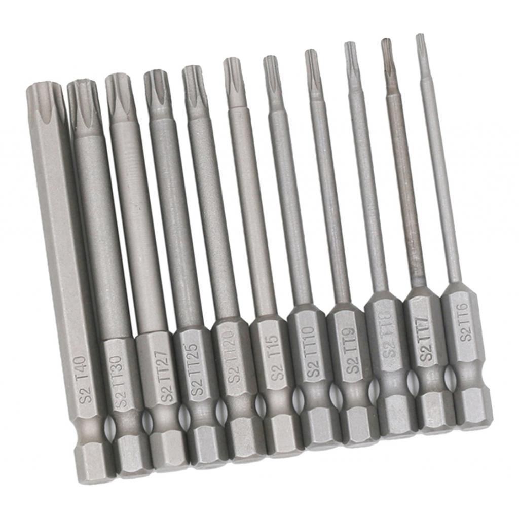 11pc Electric 1/4" Shank Screwdriver Hexagonal Magnetic Bits Hand Tool 100mm