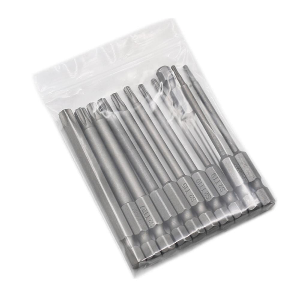 11pc Electric 1/4" Shank Screwdriver Hexagonal Magnetic Bits Hand Tool 100mm