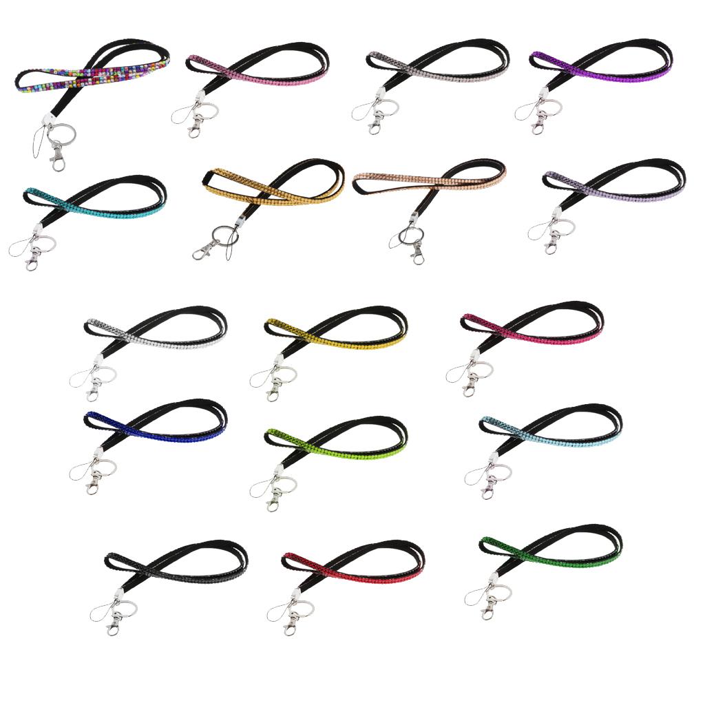 Lanyard ID Badge Card Holder Strap Sparkling Phone Neck Straps Black
