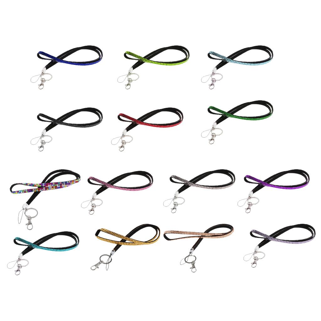 Lanyard ID Badge Card Holder Strap Sparkling Phone Neck Straps Black