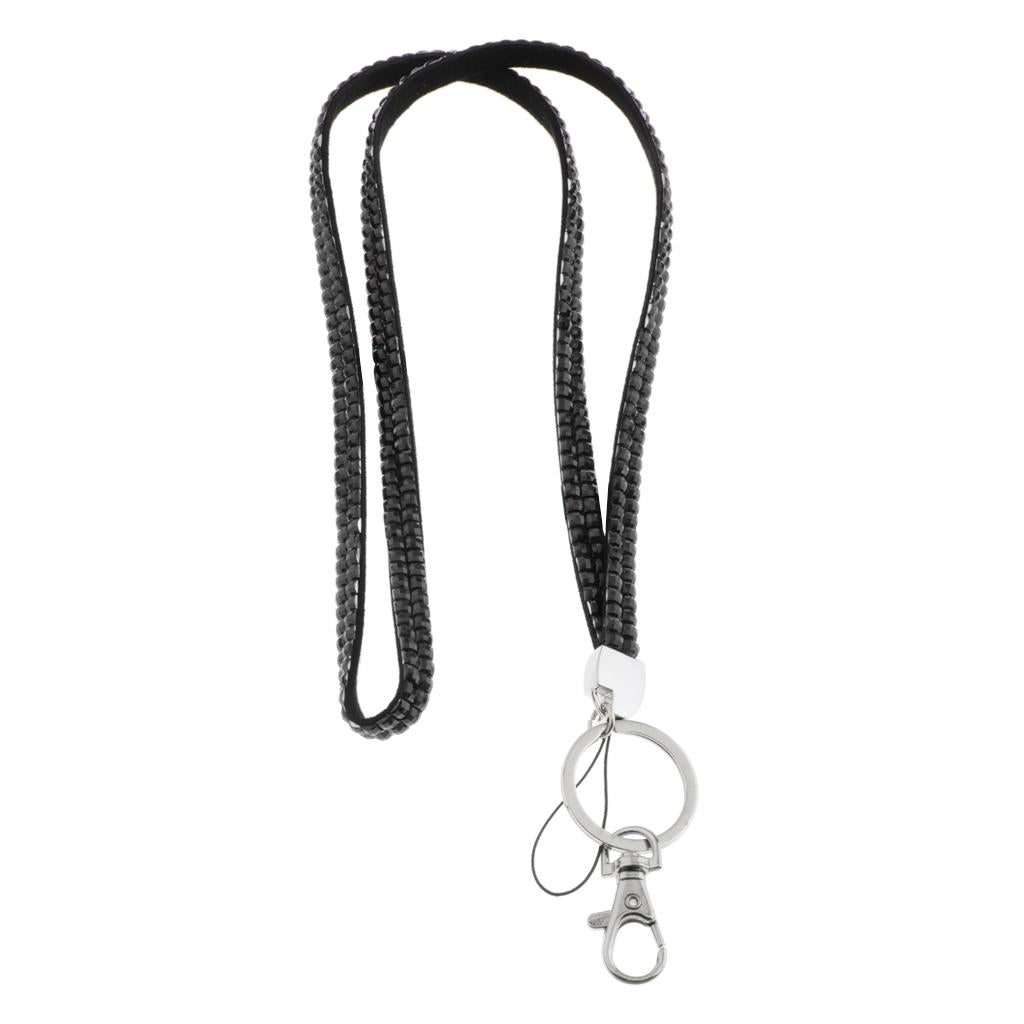 Lanyard ID Badge Card Holder Strap Sparkling Phone Neck Straps Black