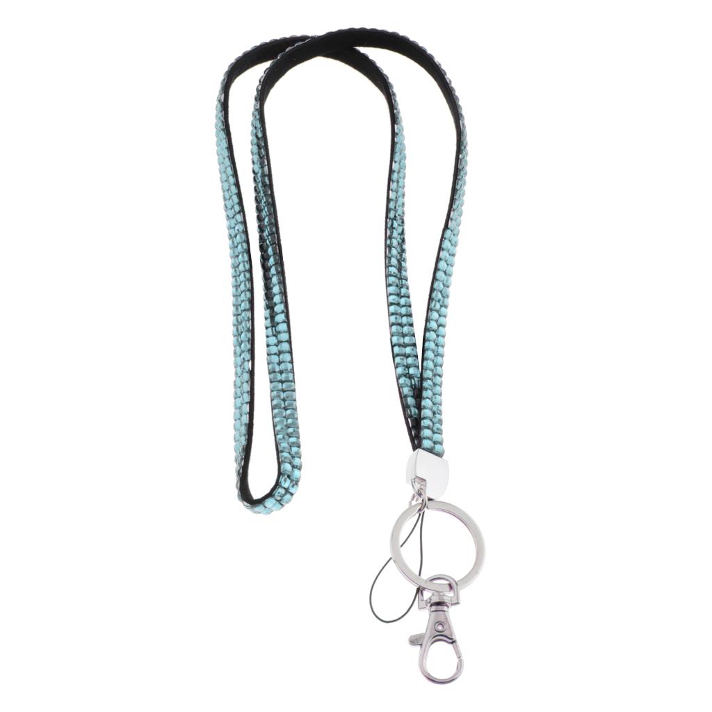 Lanyard ID Badge Card Holder Strap Sparkling Phone Neck Straps Light Blue