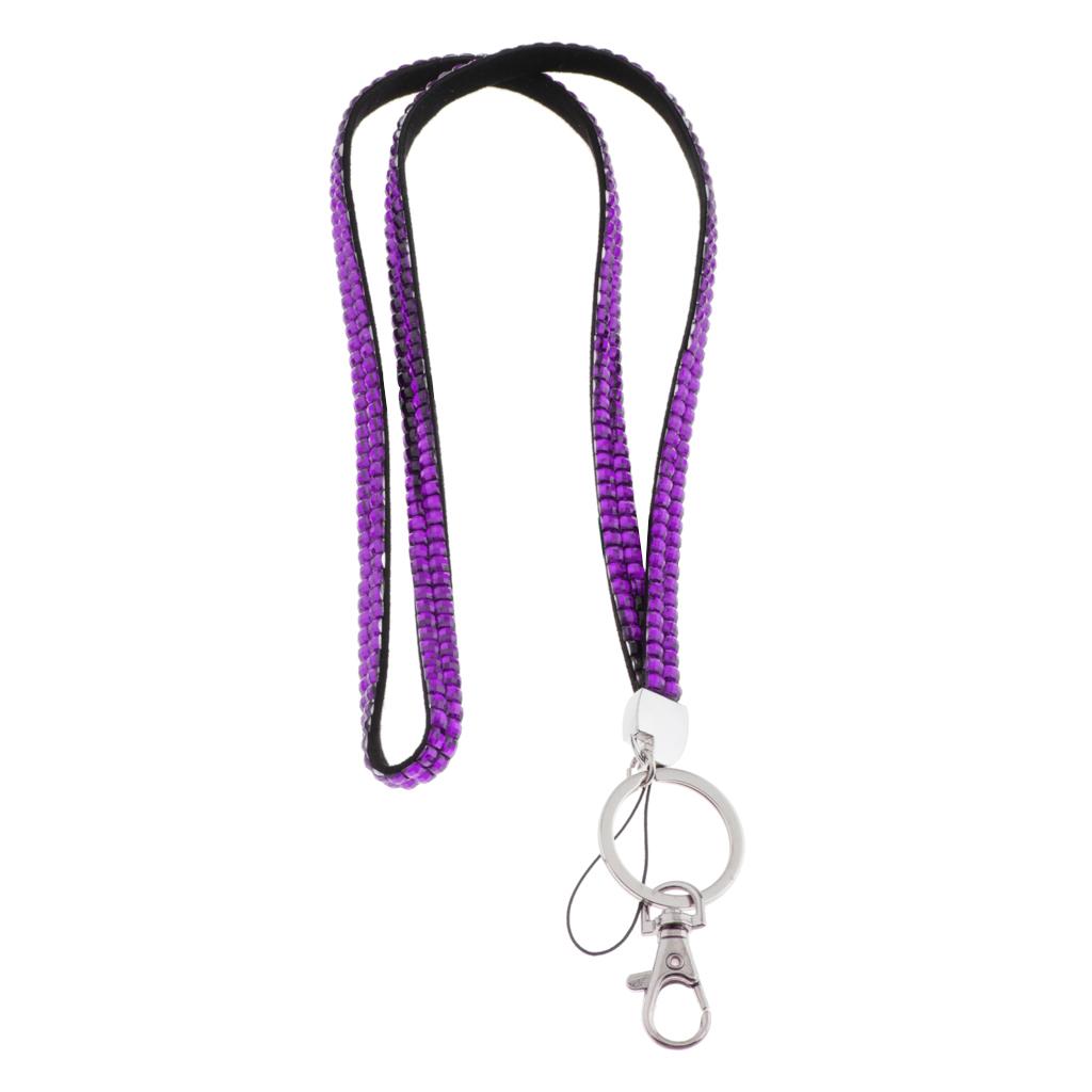 Lanyard ID Badge Card Holder Strap Sparkling Phone Neck Straps Purple